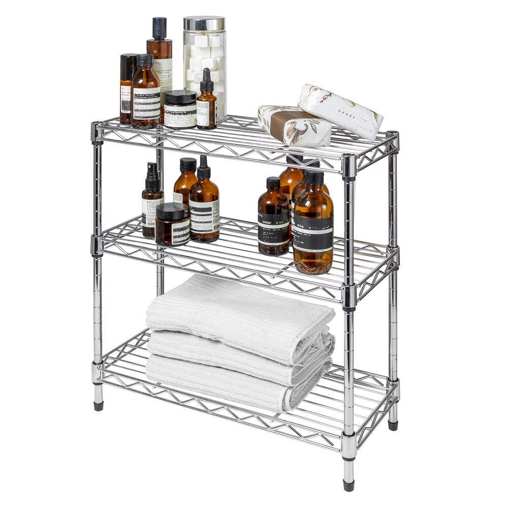 Seville Classics 17.5 in. W 3-Tier Steel Wire Shelving Unit in Silver WEB911