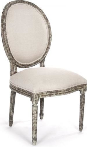 Side Chair MEDALLION Distressed Olive Green Natural Wood Linen   Traditional   Dining Chairs   by EuroLuxHome  Houzz