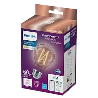 Philips 60-Watt Equivalent A19 Smart Wi-Fi LED Vintage Edison Tuneable White Light Bulb Powered by WiZ with Bluetooth (4-Pack) 567164