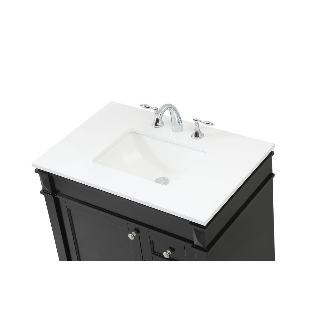 Simply Living 32 in. W x 21 in. D x 35 in. H Bath Vanity in Black with Ivory White Quartz Top SL95496BK