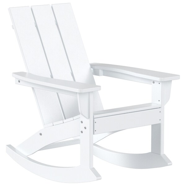 Polytrends Shoreside Modern EcoFriendly All Weather Poly Adirondack Rocking Chairs (Set of 2)