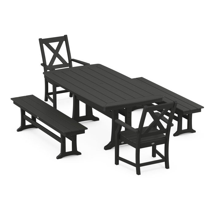 Polywood Braxton 5-Piece Dining Set with Trestle Legs PWS1029-1