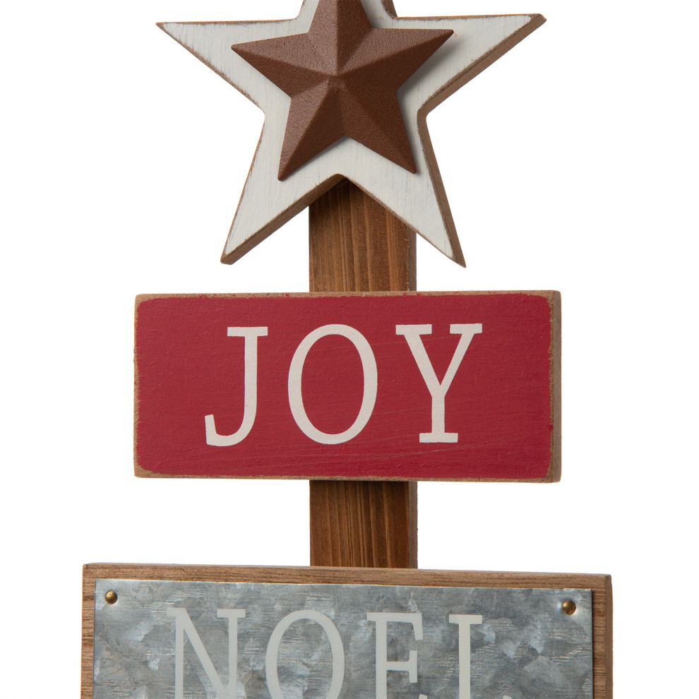 20 quotH Wooden Sign Table Tree Decor   Modern   Holiday Accents And Figurines   by Glitzhome  Houzz