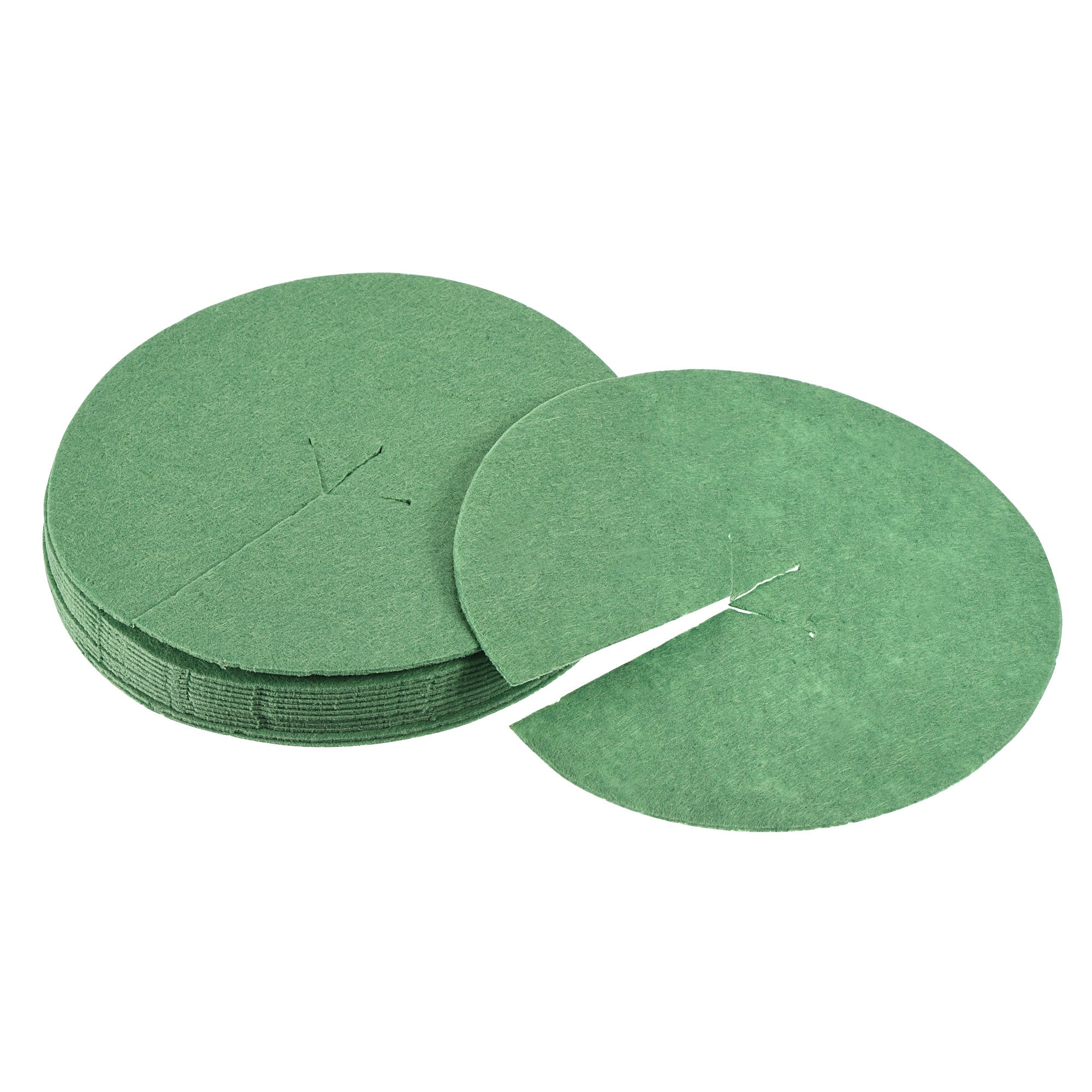 Uxcell 5.4" Round Nonwoven Tree Mulch Ring Mat Cover Plant Barrier, Green 12 Pack