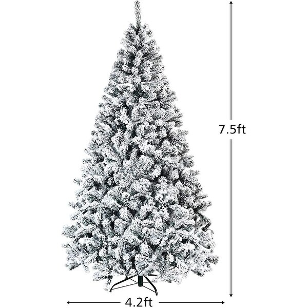 Gymax 6ft/7.5ft/9ft Snow Flocked Hinged Artificial Christmas Tree