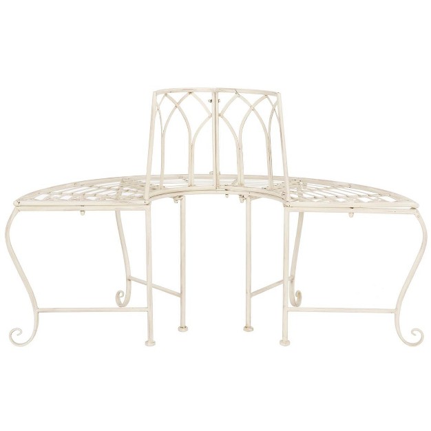 Abia Wrought Iron 50 Inch W Outdoor Tree Bench Safavieh