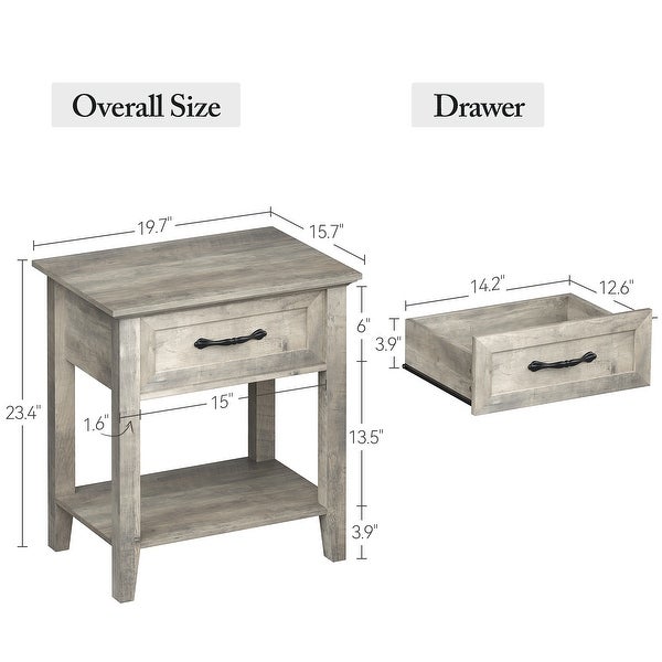 Amyove Square Nightstand， Bedside Table End Table for Bedroom Nursery Living Room