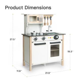 Huluwat White Pretend Wooden Kitchen Play set for Kids and Children DJ-TC-EL-WG01