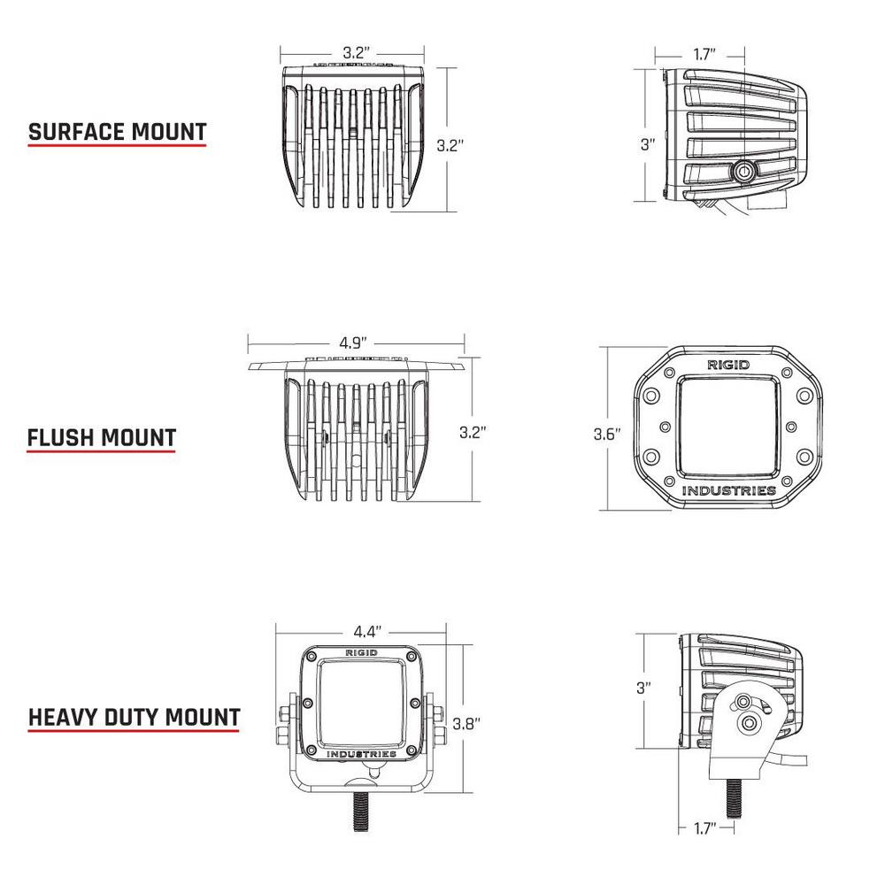 Rigid Industries D-Series Midnight Optic Surface Mount Spot Light Pods