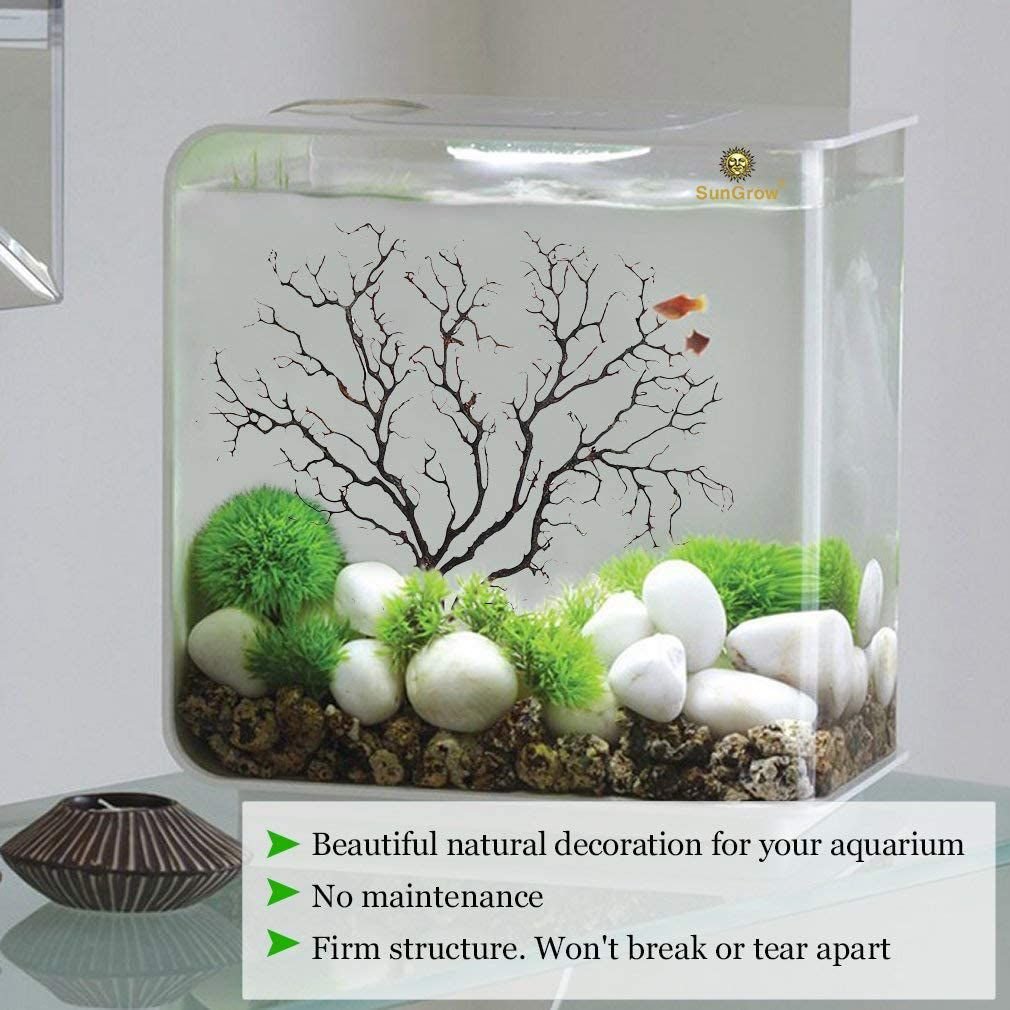 SunGrow Betta Fish Sea Fan Decoration Aquarium Ornament Accessories for Small Tank