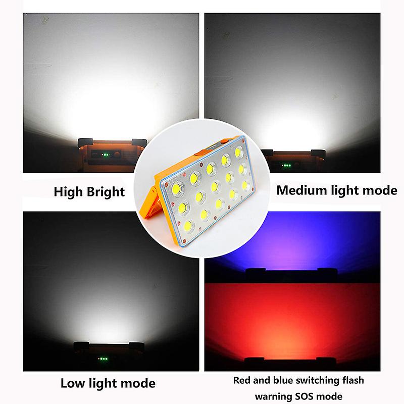 Powerful Portable Spotlight Usb Rechargeable Led Cob Work Light With Solar Panels Ip65 Waterproof Outdoor Camping Tent Lantern