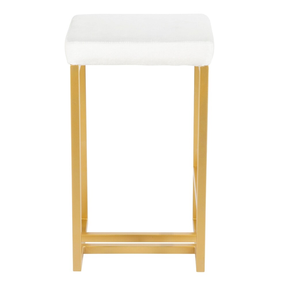 Midas Contemporary Glam Upholstered Counter Stool (Set of 2)   N/A