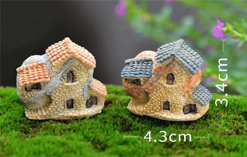 Mini Small House Cottages Toys Crafts Figure Moss Terrarium Ornament Landscape Fairy Garden Supplies