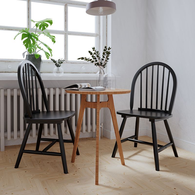 Set of 2 Vintage Windsor Wood Chair with Spindle Back for Dining Room