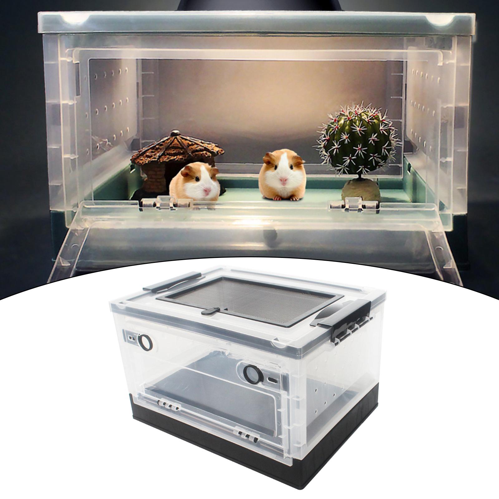 Hamster Breeding Box Foldable Reptile Feeding Box Terrarium Tank Cage Habitat Transport House for Frog Mice Scorpion ， Black