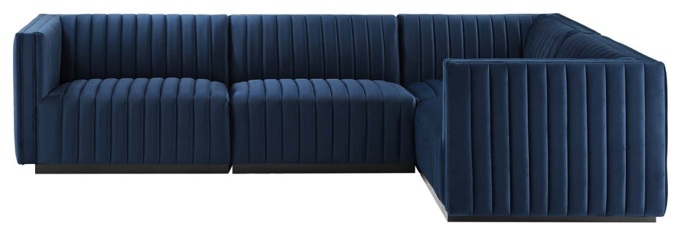 Conjure Channel Tufted Velvet 4 Piece Sectional   Contemporary   Sectional Sofas   by Modway  Houzz