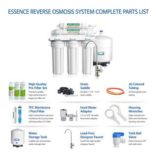 APEC Water Systems Essence ROES-100 5-Stage Reverse Osmosis Water Filtration System 100 GPD 1:1 Pure to Drain ROES-100