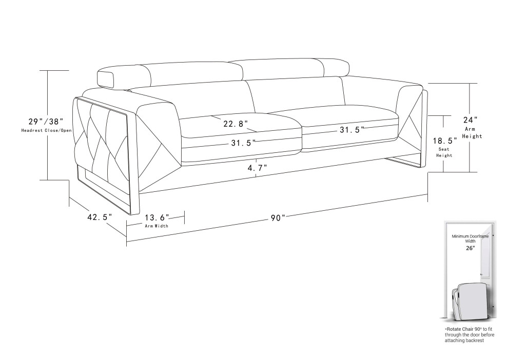 Trento Genuine Italian Leather Modern 3 Piece Set   Contemporary   Living Room Furniture Sets   by Luxuriant Furniture  Houzz