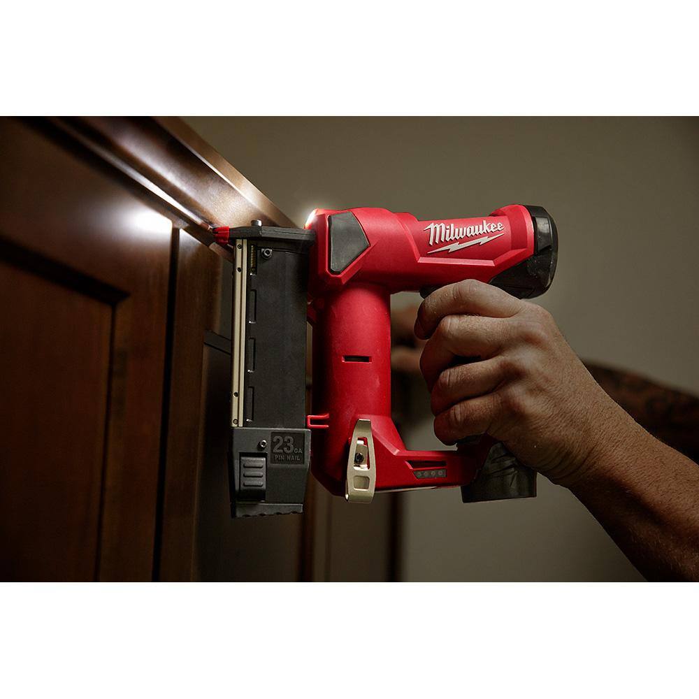 MW M18 FUEL SURGE 18V Lithium-Ion Brushless Cordless 14 in. Hex Impact Driver Kit with M12 Pin Nailer  2.0 Ah Battery 2760-22-2540-20-48-11-2420