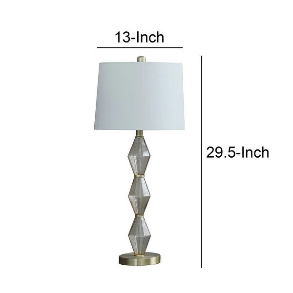 25 Inch Accent Table Lamp， Hardback Fabric Shade， Bear Accent， Black， White