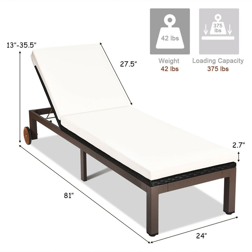 Patio Chaise Lounge Chair Outdoor Rattan Lounger Recliner Chair   81\