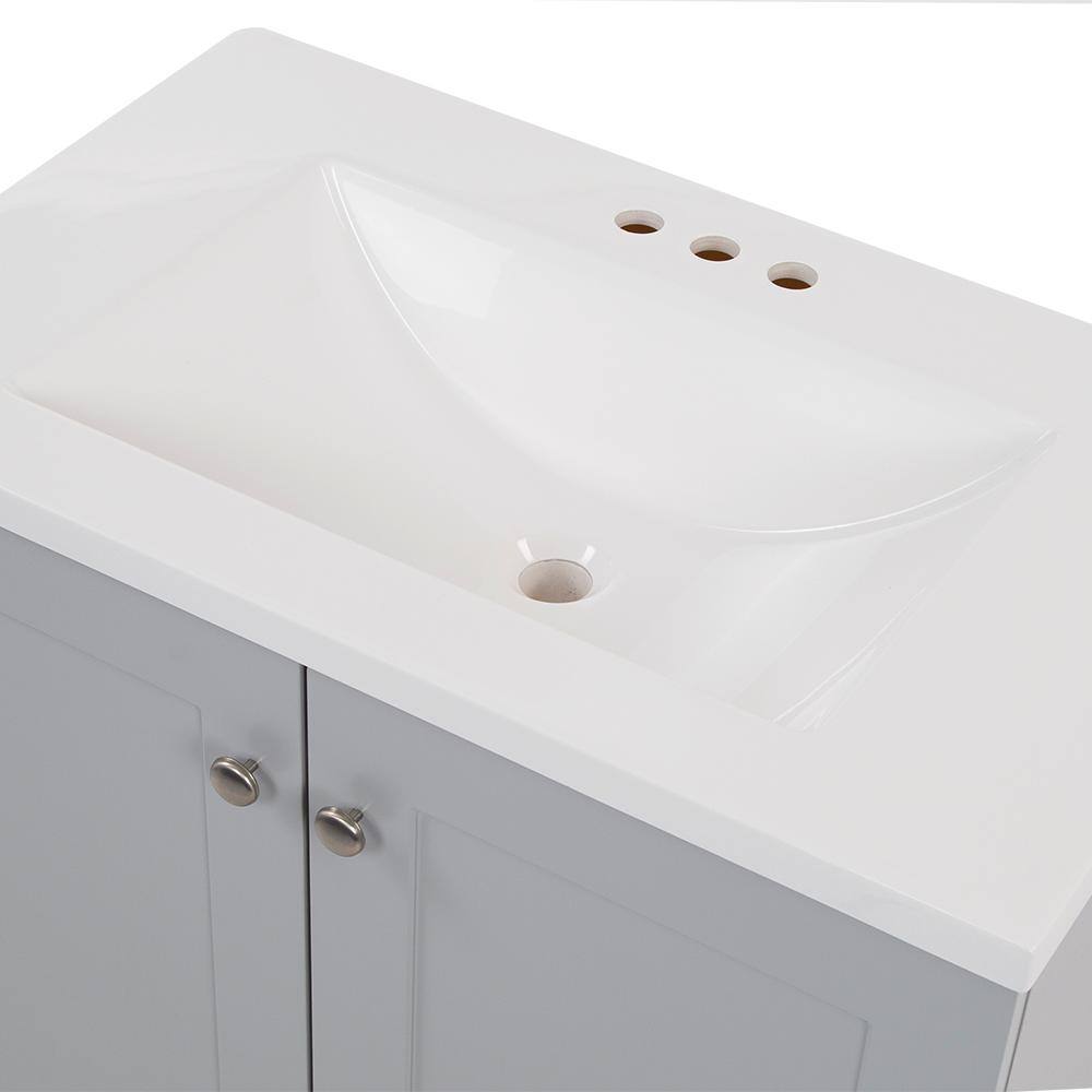 Glacier Bay 30.2 in. W x 18.8 in. D x 32.9 in. H Freestanding Bath Vanity in Pearl Gray with White Cultured Marble Top GB30P2-PG