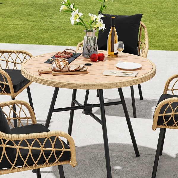 Moasis 4Person Patio Bistro Set Wicker Dinner Table Set