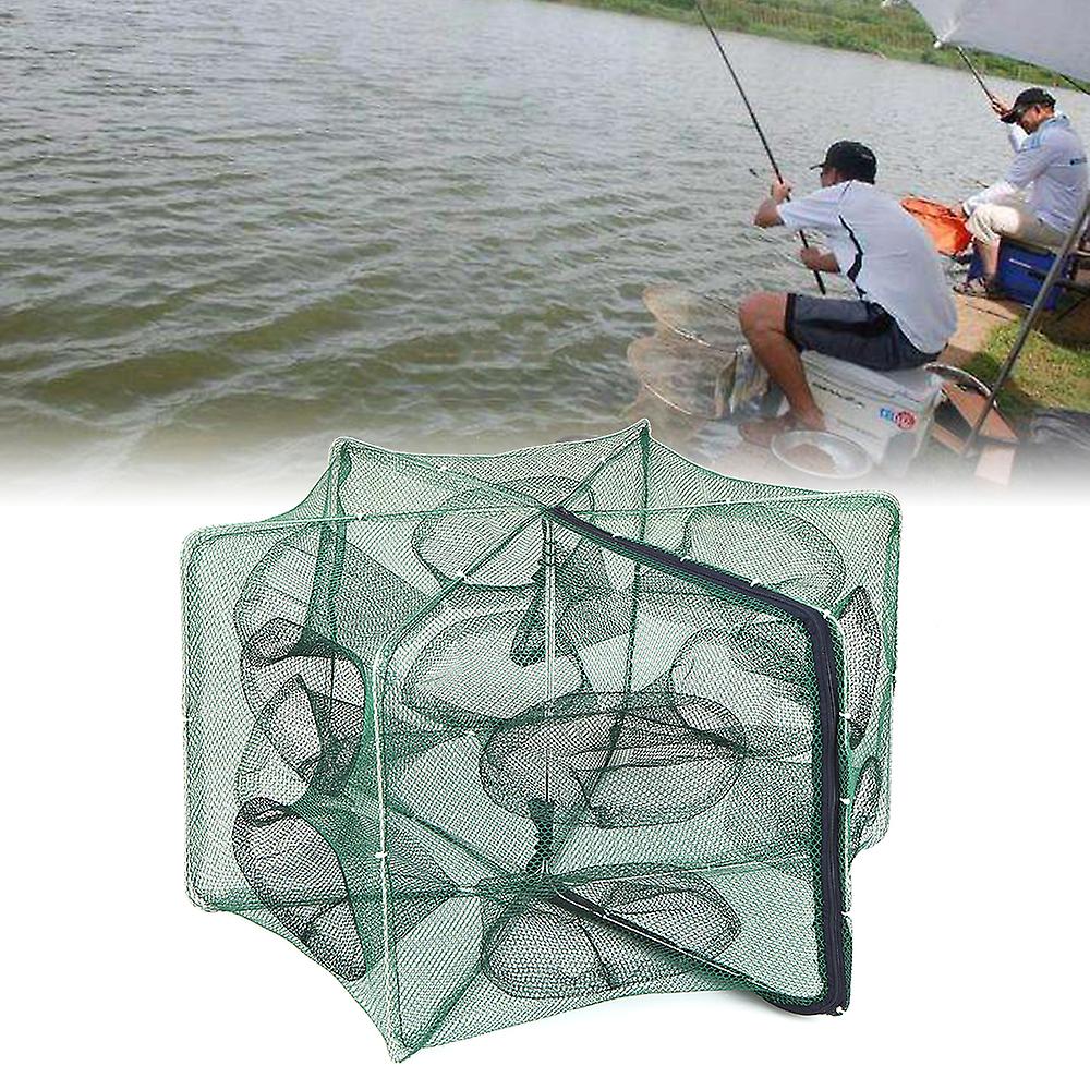 Foldable Fishing Net Hexagon 6 Hole Fishing Net Shrimp Cage Trap Minnow Crab Baits Mesh Trap Net Black