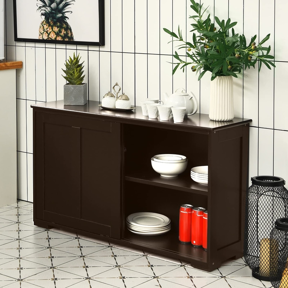 Buffet Cabinet with Storage  Stackable Kitchen Sideboard w/Sliding Doors  Storage Cupboard w/Adjustable Shelves  Console Table