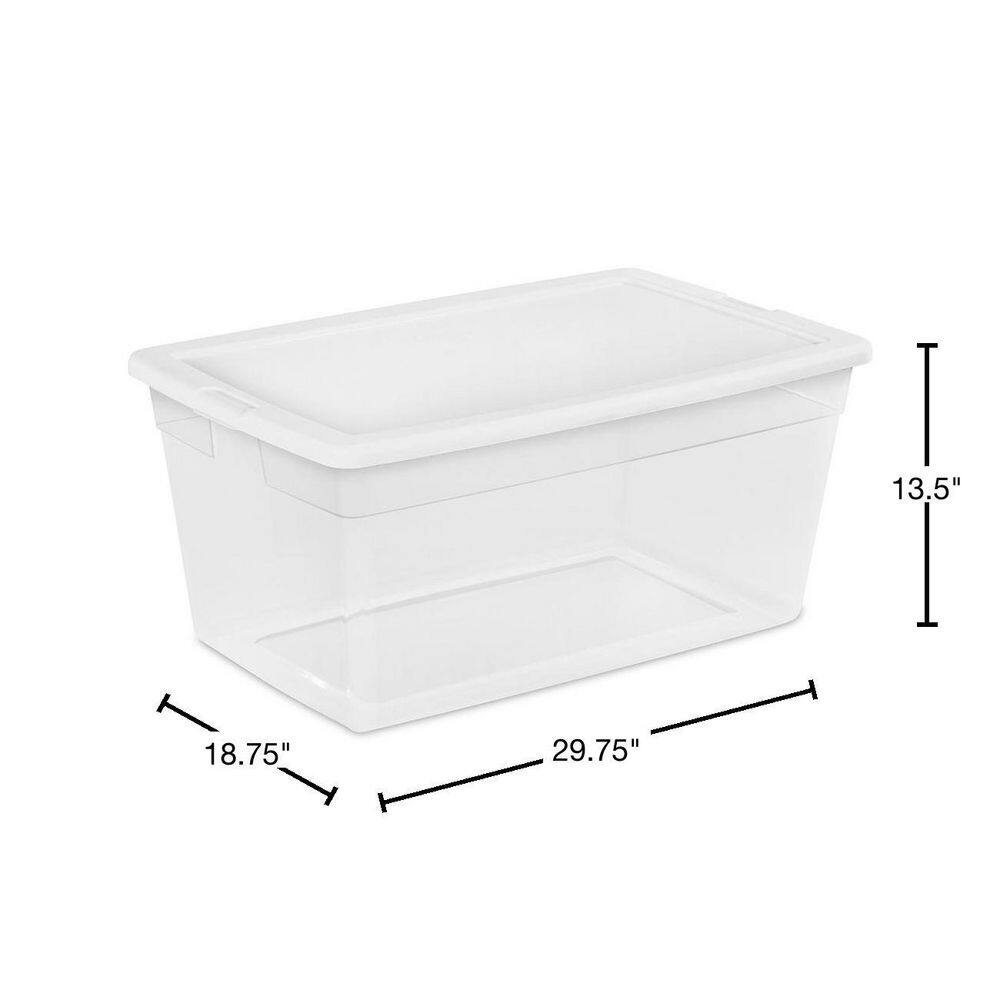 Sterilite 90 Qt. Storage Box with Clear Base and White Lid (4-Pack) 4 x 16668004