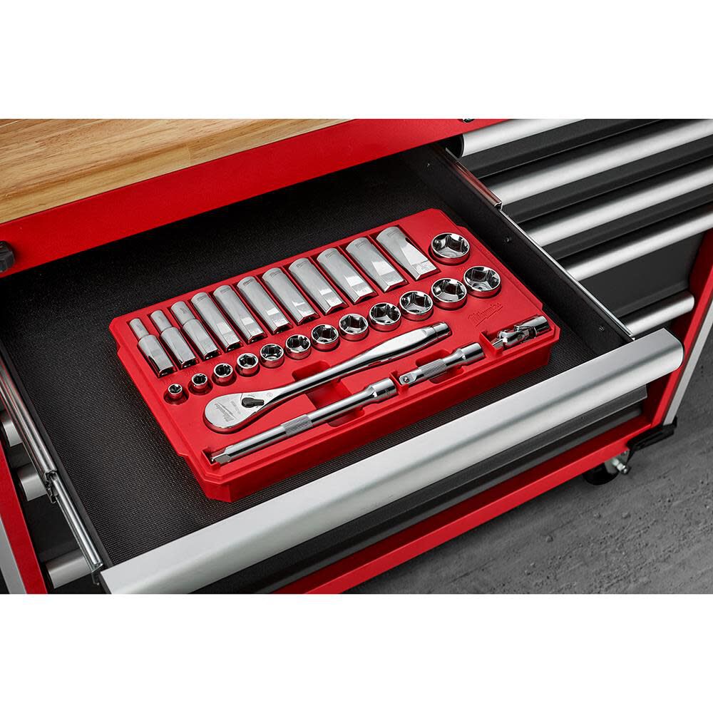 Milwaukee 3/8 in. Drive 28 pc. Ratchet and Socket Set- SAE 48-22-9408 from Milwaukee