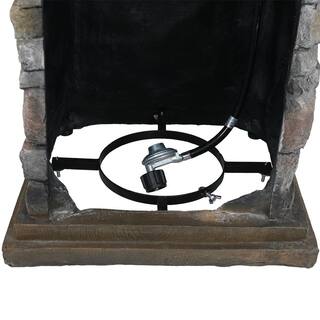 Sunnydaze Decor 30 in. Square Fiberglass Rock Column Design Propane Gas Fire Pit WAR-955