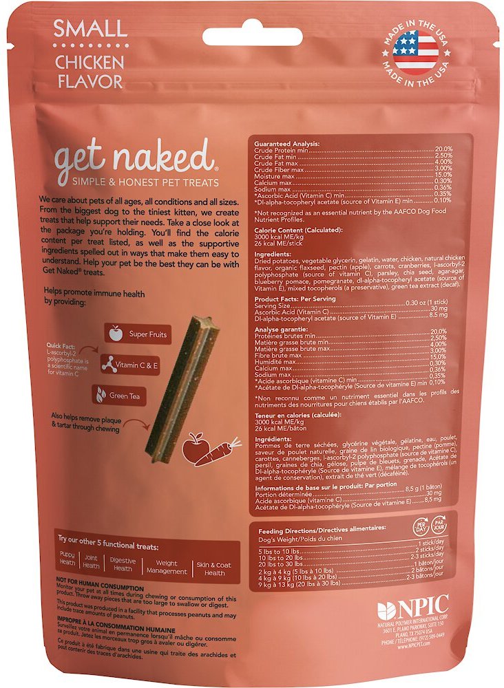 Get Naked Super Antioxidant Grain-Free Dental Stick Dog Treats