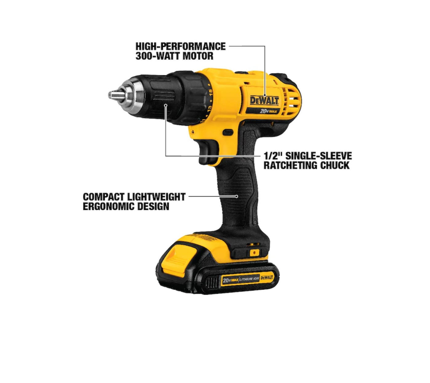 DEWALT DCD771C2 20-volt 1/2-in Cordless Drill (2-Batteries Included and Charger Included)