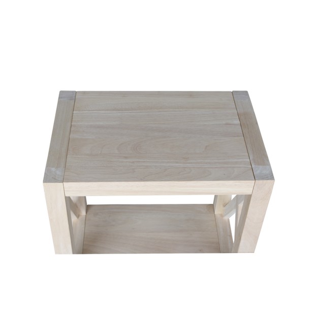 Hampton Solid Wood Narrow End Table Unfinished International Concepts