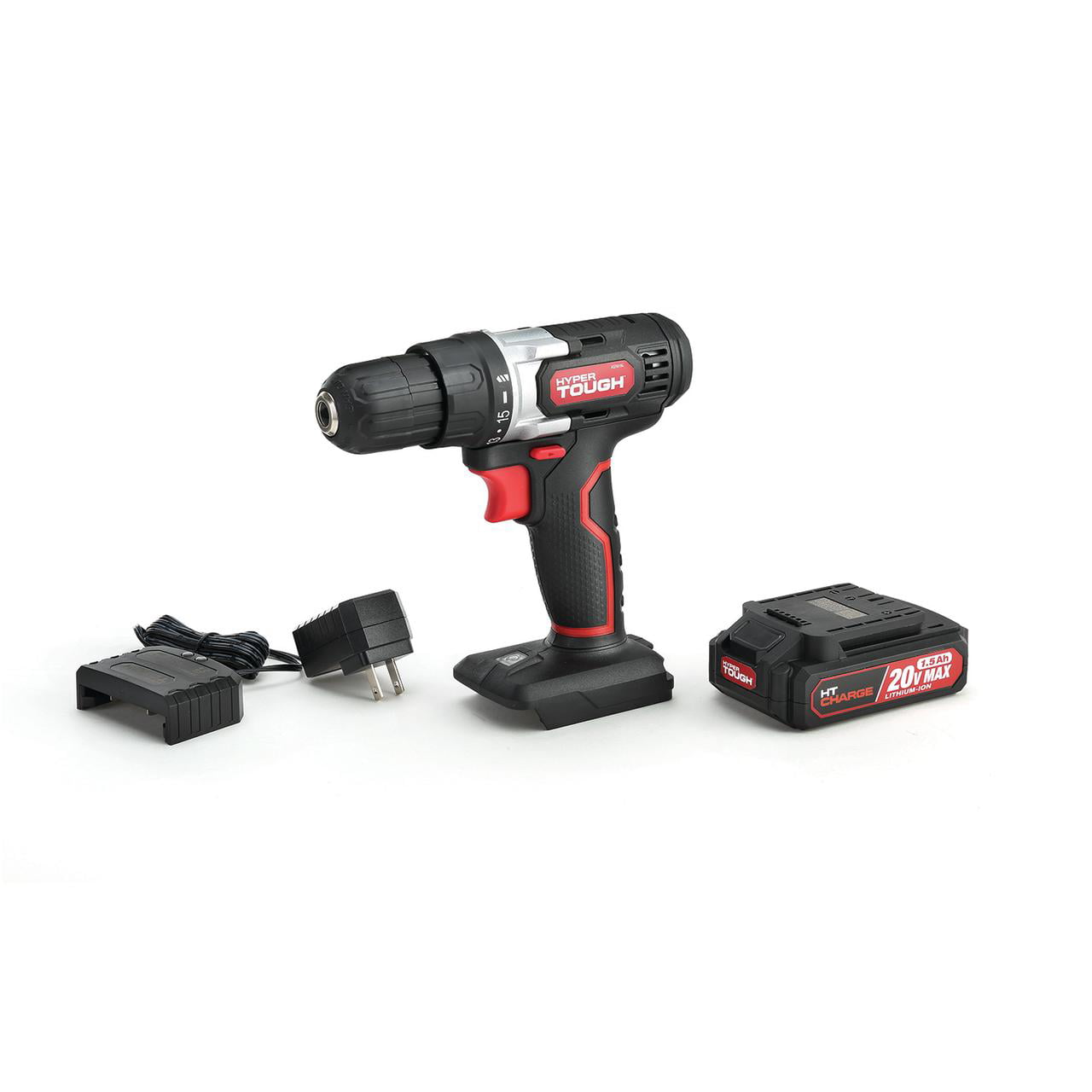 Hyper Tough 20V Max Lithium-Ion Cordless Drill， Variable Speed with 1.5Ah Lithium-ion Battery and Charger