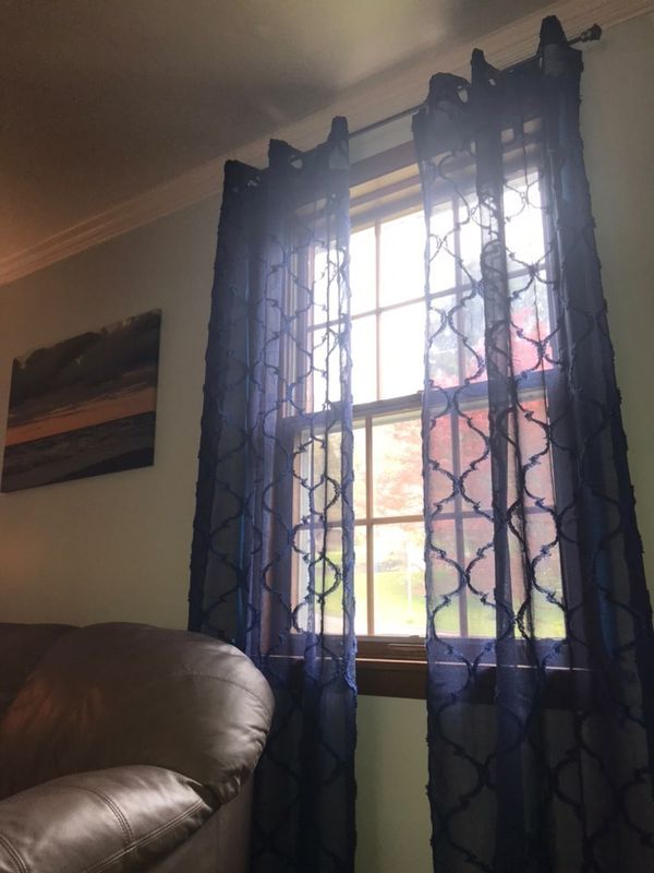 Avon Trellis Grommet Sheer Window Curtain Panel Set