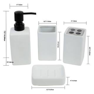 Home Basics Loft 4-Piece Ceramic Bath Accessory Set in Off White HDC51466