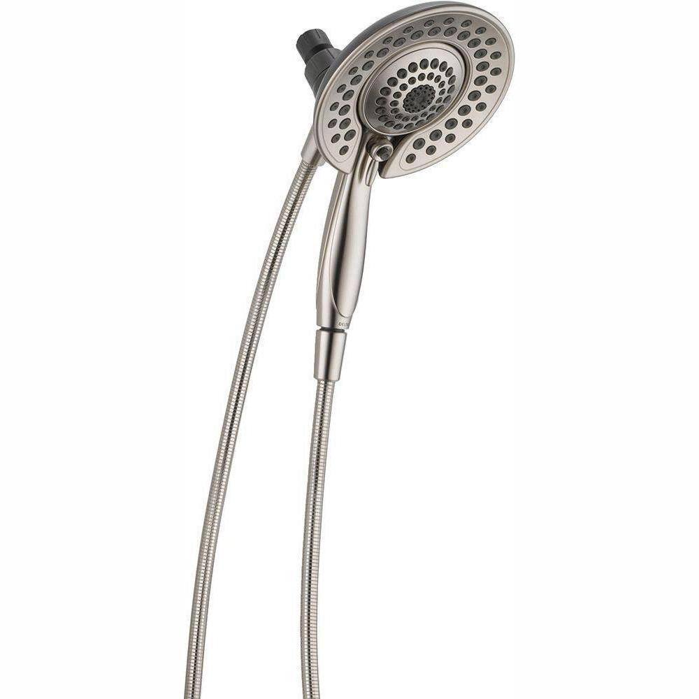 Delta In2ition 5-Spray Patterns 1.75 GPM 6.81 in. Wall Mount Dual Shower Heads in Spotshield Brushed Nickel 75583CSN