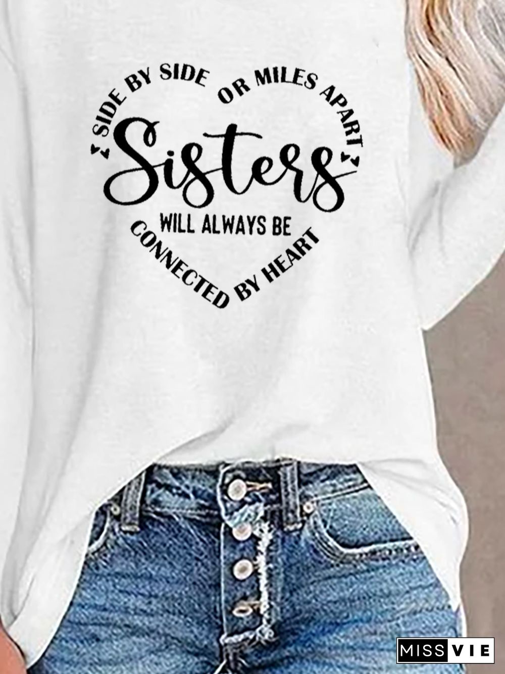 Plus size Casual Jersey Sister T-Shirt