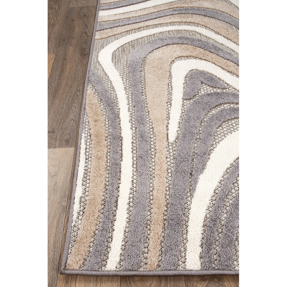 World Rug Gallery Modern Waves Indoor/Outdoor Area Rug