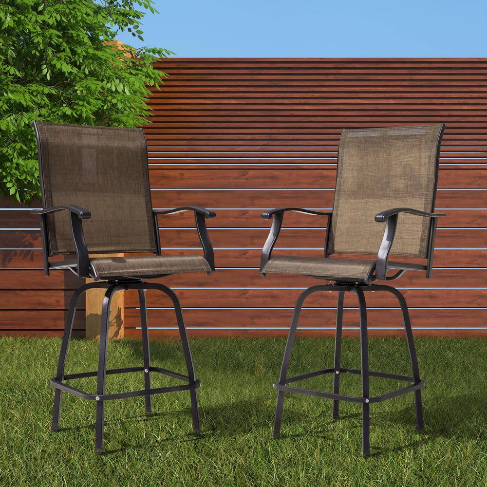 Nuu Garden 2-Piece Steel Outdoor Swivel High Bar Stools DB137J-02