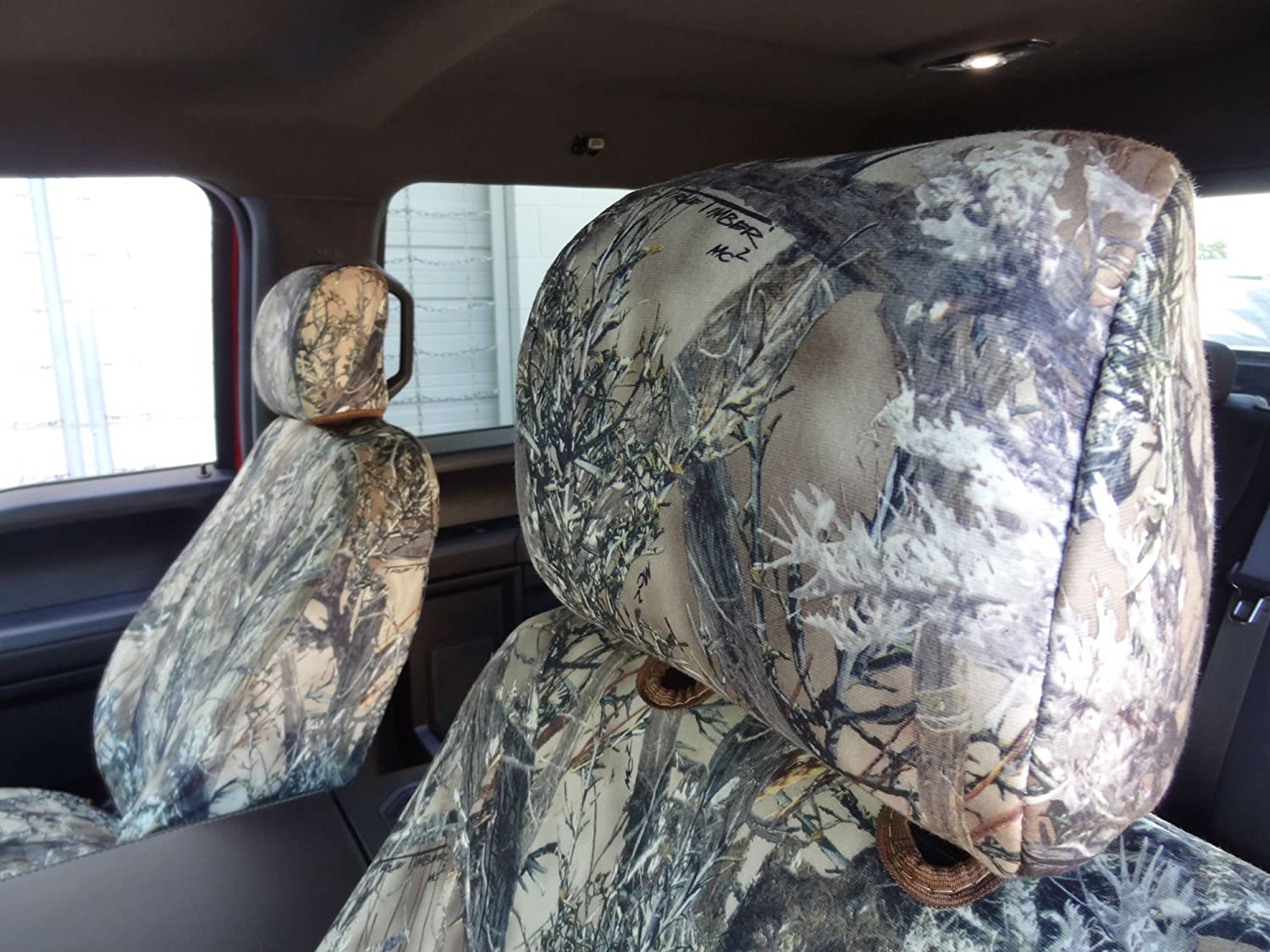 F511 2015-2022 Ford F150-550 XL/XLT/Lariat Front Buckets， Adjustable HR， Manual OR Electric Seats in MC2C Camouflage Endura