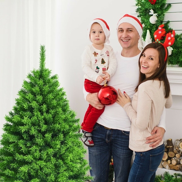 Unlit Artificial Christmas Tree with Metal Stand