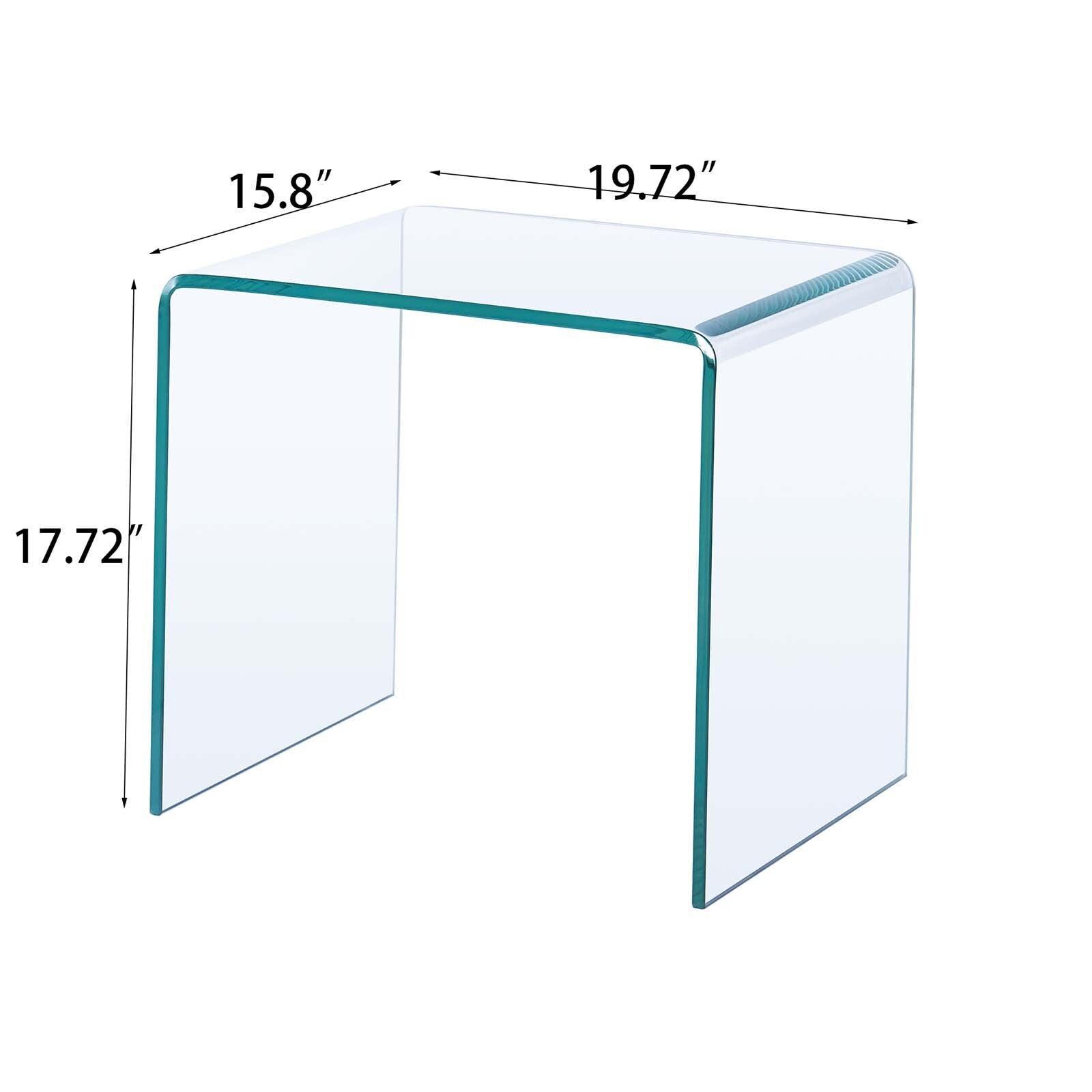 WEIKABU Modern Clear Glass End Side Table U-Shaped Tempered Glass Coffee Table for Living Room Bedroom