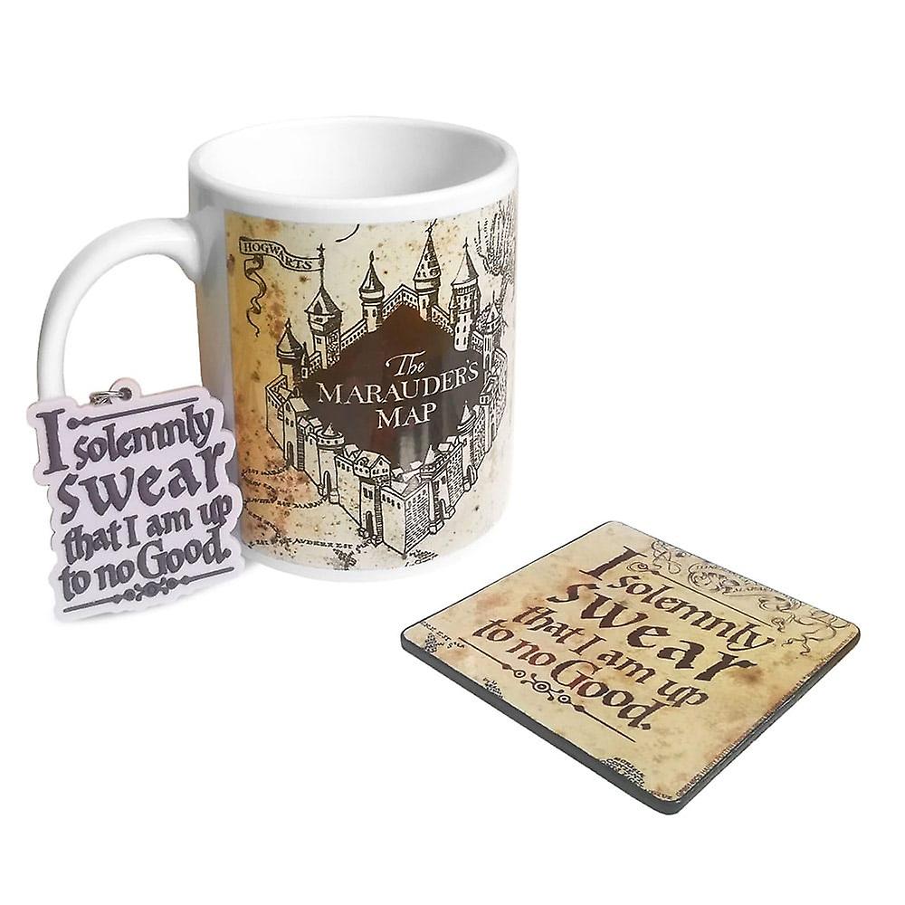 Harry Potter Marauders Map Mug， Coaster and Keychain Gift Set