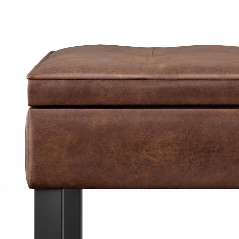 Cosmopolitan Storage Ottoman Bench With Open Bottom   Transitional   Footstools And Ottomans   by Simpli Home Ltd.  Houzz