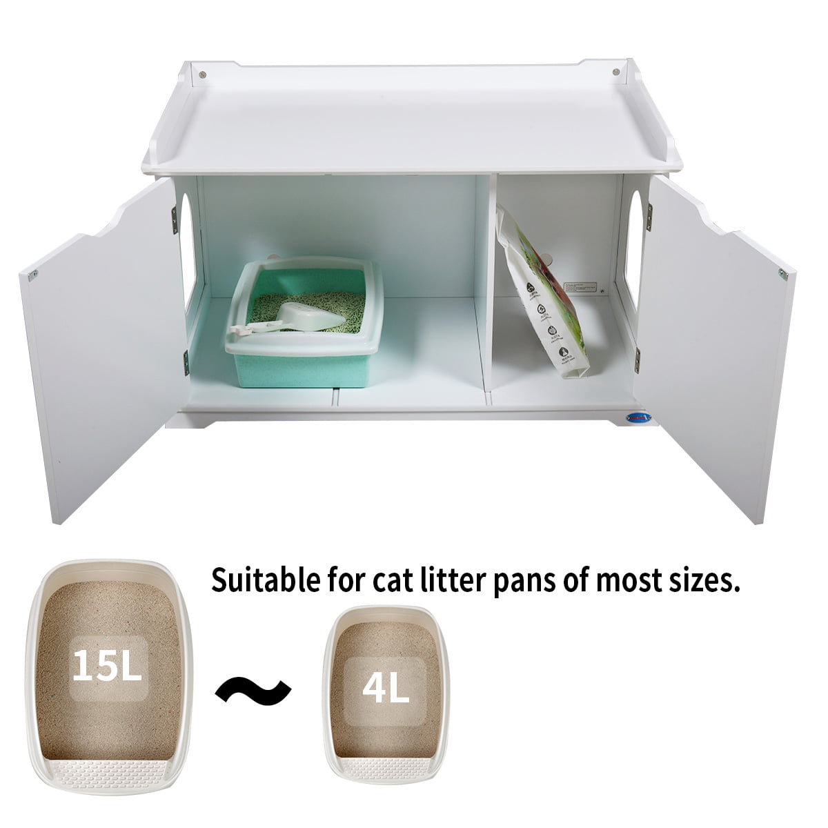 Coziwow Cat Litter Box Enclosure Washroom Storage Bench Cat House Furniture， White