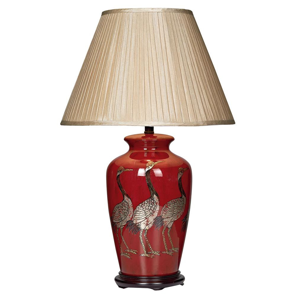 DAR BER4225 Bertha Red Bird Print Table Lamp (Base Only)