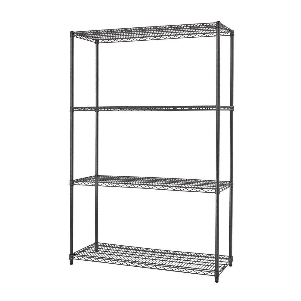 TRINITY PRO Black 4-Tier Steel Wire Garage Storage Shelving Unit (48 in. W x 72 in. H x 18 in. D) TBFPBA-0923